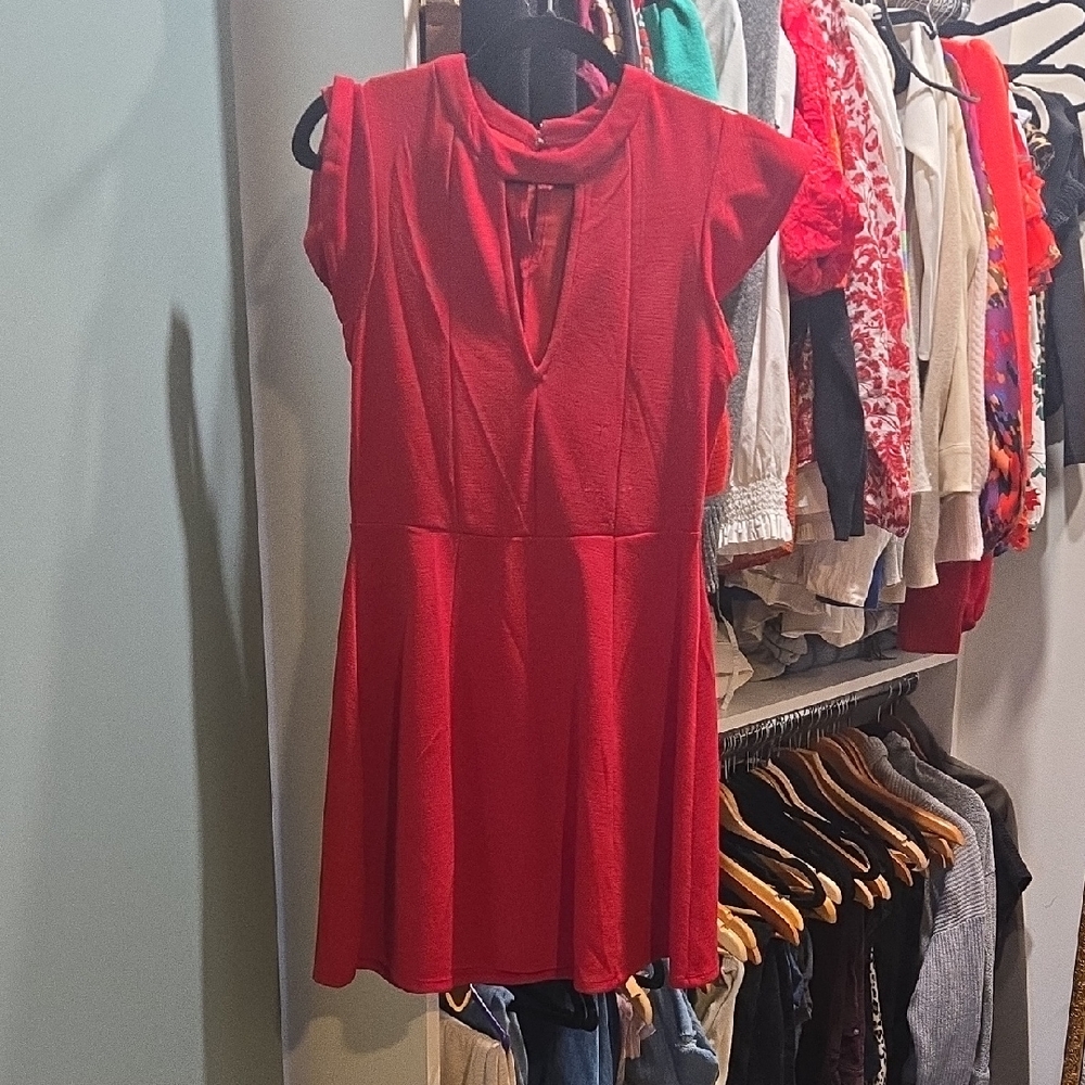 BCBGeneration Red Cap-Sleeve Mini Dress